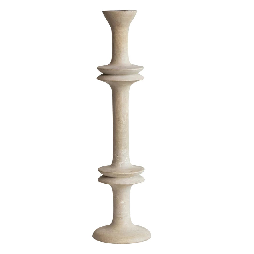 BLEACHED WOOD TAPER HOLDER - No. 2