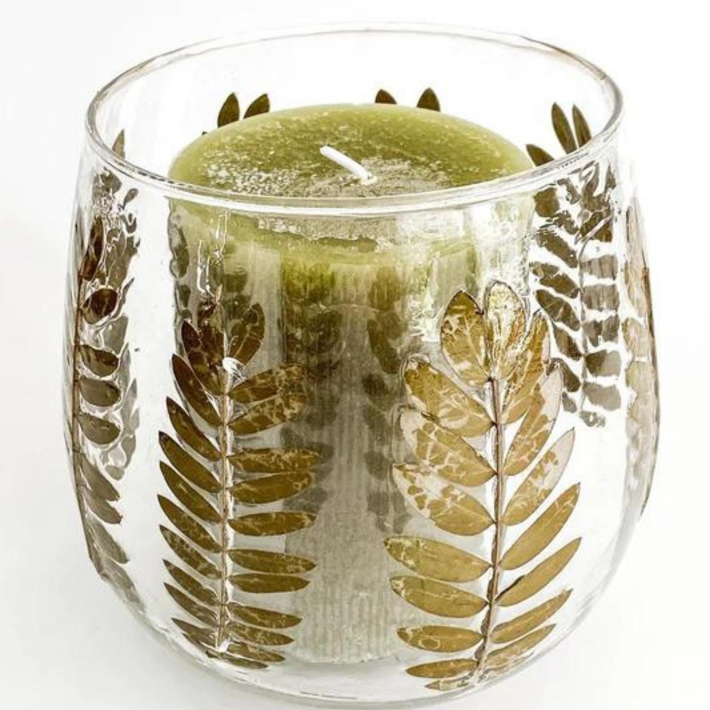 OLIVE PLEATED PILLAR CANDLE