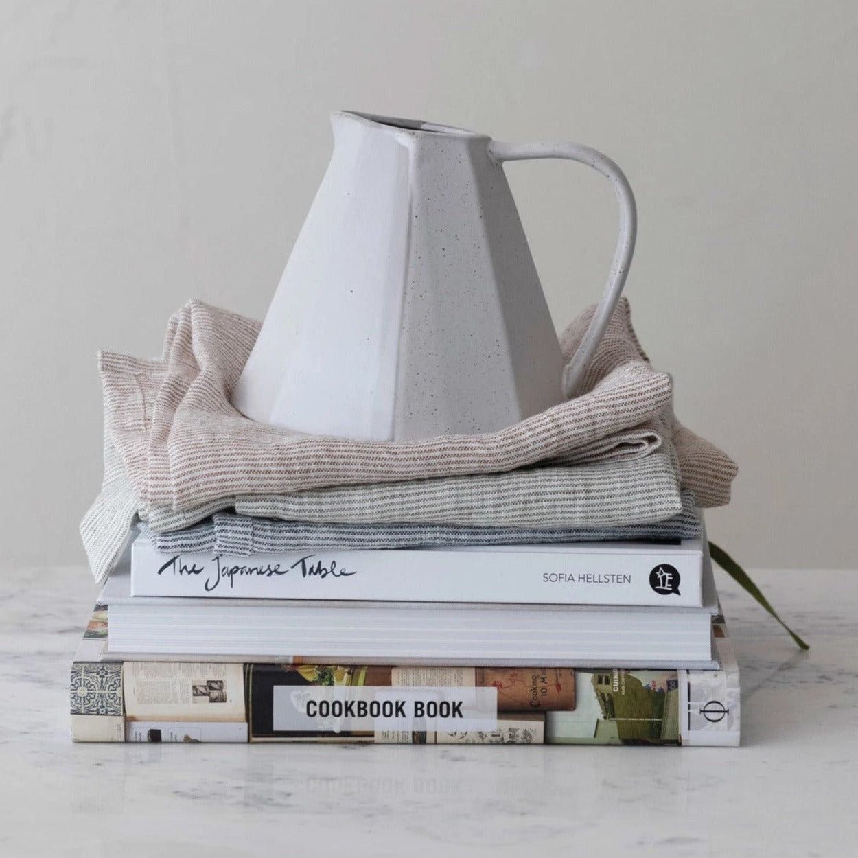 WHITE PLEATED PITCHER
