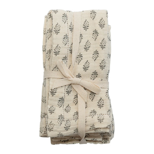 COTTON GAUZE FLORAL NAPKINS