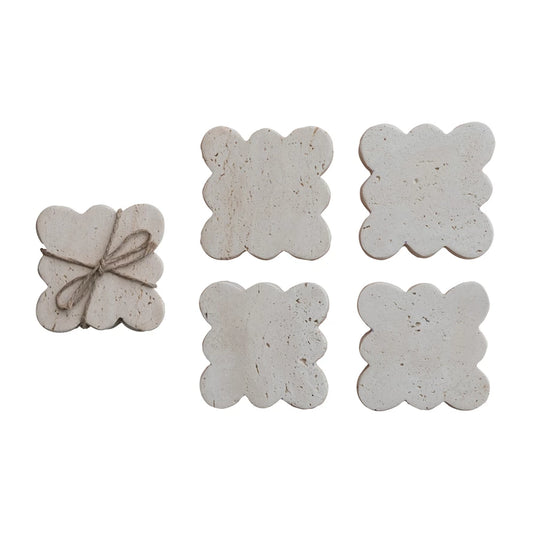 SCALLOPED TRAVERTINE COASTER