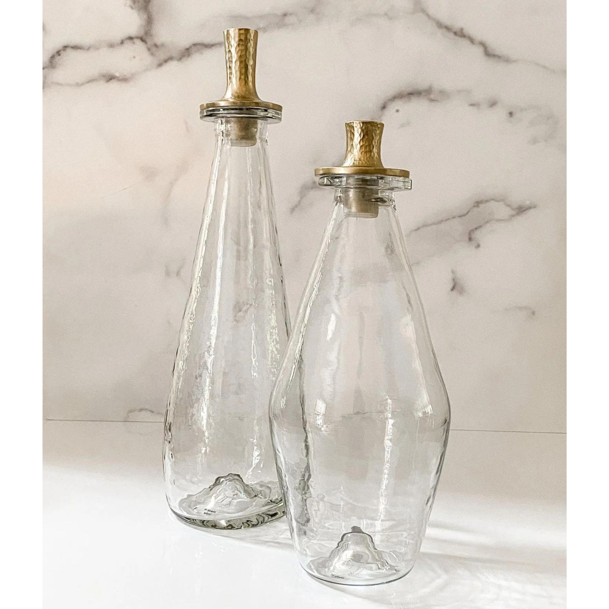 PEBBLED GLASS DECANTERS