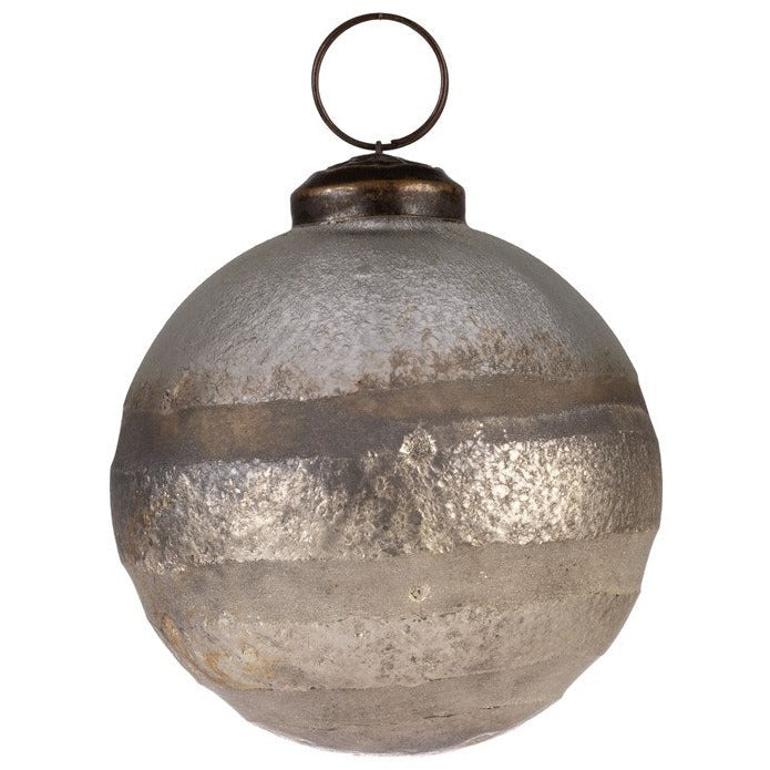 RUSTIC GLASS PEWTER ORNAMENT 4"