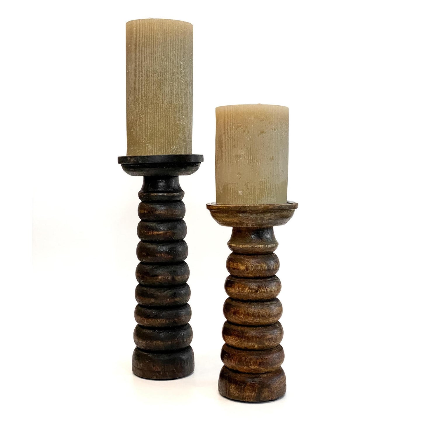 PLEATED PILLAR CANDLE IN LINEN COLOR