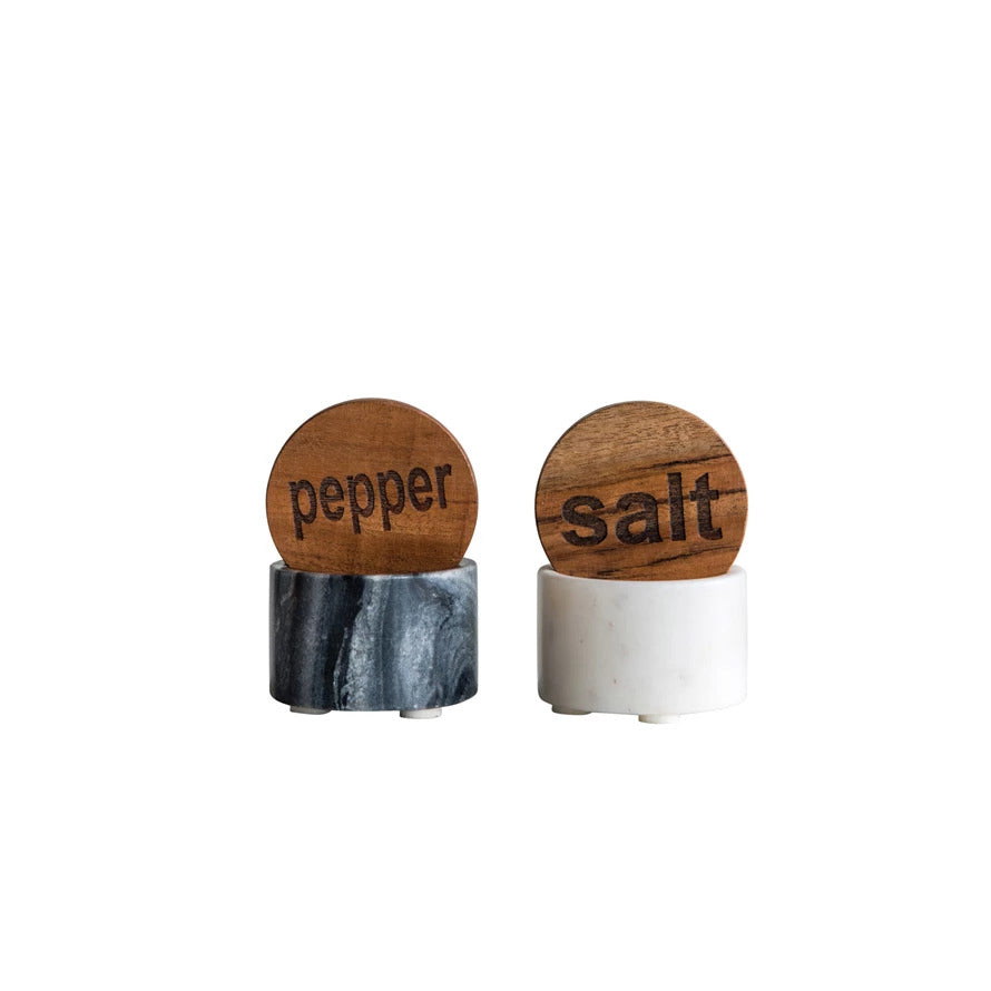 MARBLE SALT AND PEPPER PINCH POTS